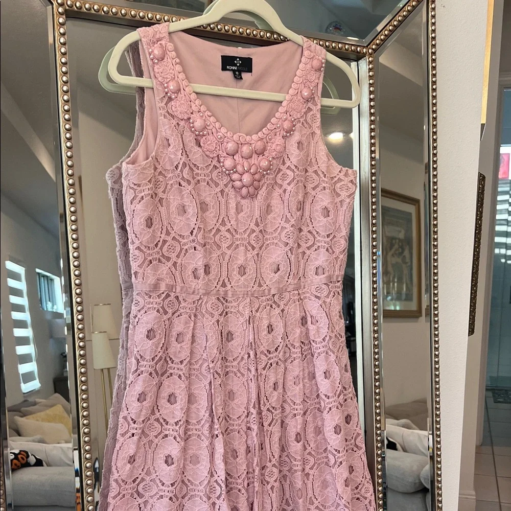 Ronni Nicole Blush Lace Mini Dress - Picture 2 of 6